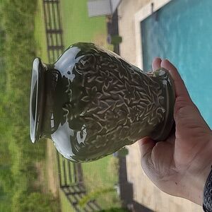 Longaberger Pottery Sage Green Floral Vase Mother's Day Collection